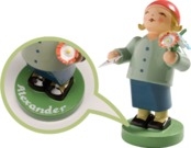 Gratulant mit Brief und Blumen 