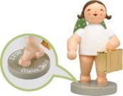 Weltenbummler, Engel mit Koffer, vergoldet