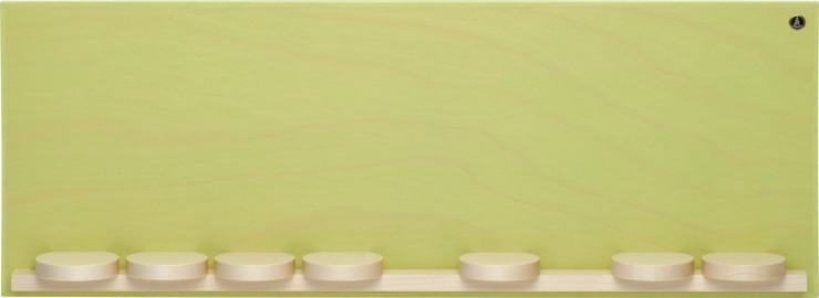 Wandpräsentation mit sieben Schiebetellern, groß, grün, 50 x 18 x 5,5 cm, letztmalig 2022