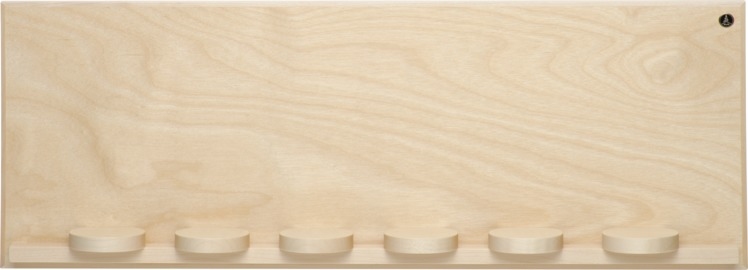 Wandpräsentation mit sieben Schiebetellern, groß, natur, 50 x 18 x 5,5 cm, letztmalig 2022