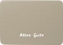 Beschriftete Sockelplatte, silbergrau,  "Alles Gute", 85 x 60 mm, neu ab März 2026