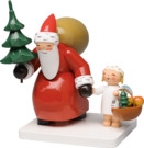 Weihnachtsmann mit Baum und Engel
