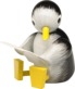 Pinguin, groß, lesend