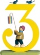 Zahl 3, Junge mit Lampion