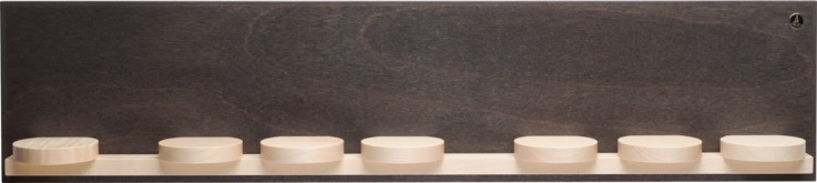 Wandpräsentation mit sieben Schiebetellern, klein dunkel, 50 x 11 x 5,5 cm