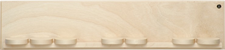 Wandpräsentation mit sieben Schiebetellern, klein natur, 50 x 11 x 5,5 cm