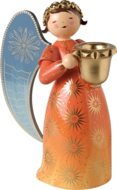 Engel reich bemalt, groß, mit Lichtnapf, orange, letztmalig 2026