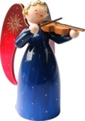 Engel reich bemalt, groß, mit Violine, blau
