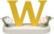 Buchstabe W, mit Blumen