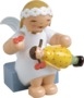 Margeritenengel, sitzend, mit Puppe