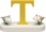 Buchstabe T, mit Blumen