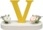Buchstabe V, mit Blumen
