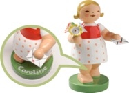 Gratulantin mit Brief und Blumen 