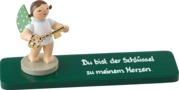 Schatzmeister, Engel mit Schlüssel vergoldet, auf Sockelplatte