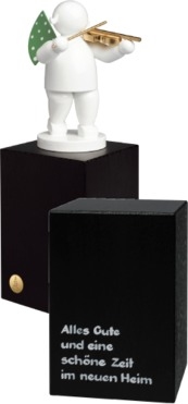 Engel mit Geige, auf großem Sockel