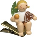 Engel mit Lebkuchen und Apfel,  auf Klemme