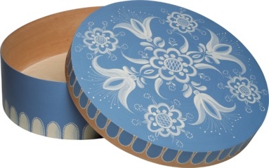 Spandose mit floralem Muster, blau, groß, rund, Ø=51 cm, letztmalig 2021