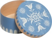 Spandose mit floralem Muster, blau, klein, rund, Ø=17,6 cm, letztmalig 2021
