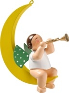 Engel mit Trompete, im Mond