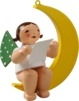 Engel mit Notenblatt, im Mond