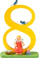 Zahl 8, Mädchen mit Geschenken
