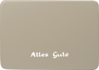 Beschriftete Sockelplatte, silbergrau,  "Alles Gute", 85 x 60 mm, neu ab März 2026