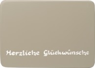 Beschriftete Sockelplatte, silbergrau, "Herzliche Glückwünsche", 85 x 60 mm, neu ab 2026